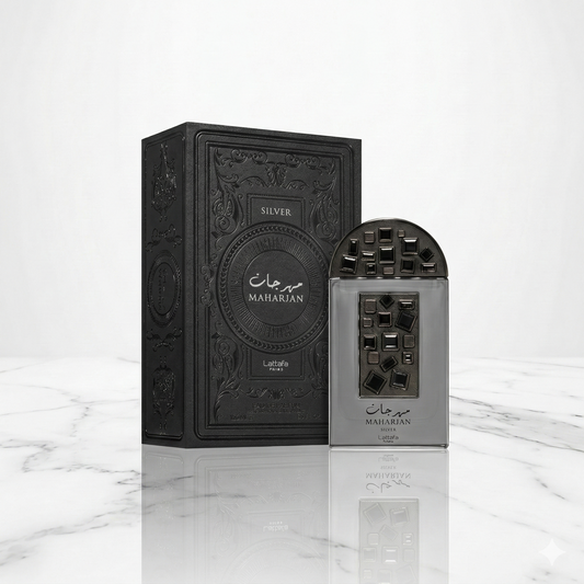 lacon du parfum oriental Maharjan Silver par Lattafa chez NEWREINE Lyon.