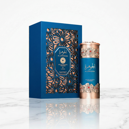 Flacon du parfum oriental Al Jawhara par Niche Emarati chez NEWREINE Lyon.
