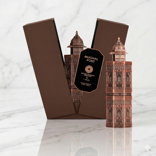 Flacon du parfum oriental Mughal Fort par Niche Emarati chez NEWREINE Lyon.