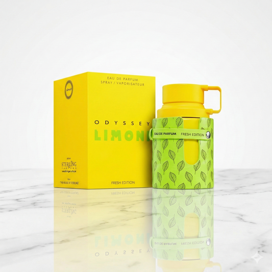 Flacon du parfum oriental Odyssey Limoni Fresh par Armaf chez NEWREINE Lyon.