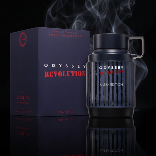 Flacon d'exception Odyssey Revolution Ultra Edition Armaf dans l'écrin de la boutique NEWREINE Lyon.