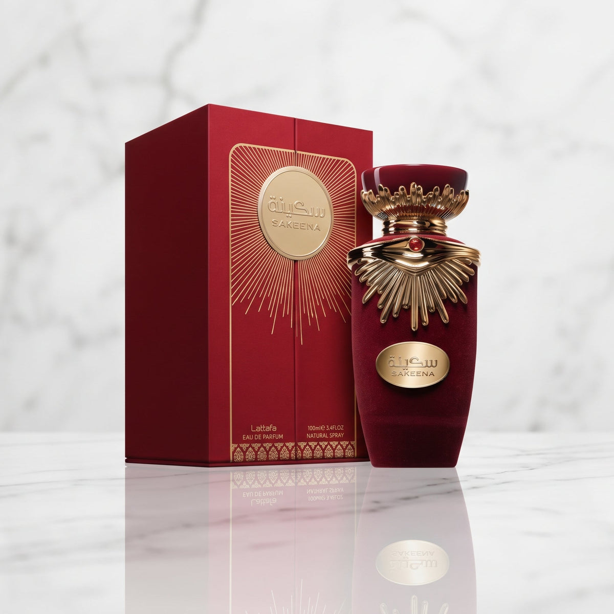 Flacon du parfum Sakeena Lattafa disponible chez NEWREINE Lyon.